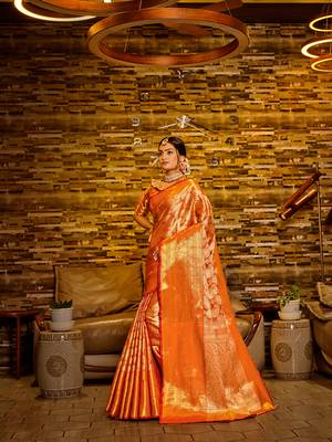 Red Woven Design Banarasi Zari Work Saree 2