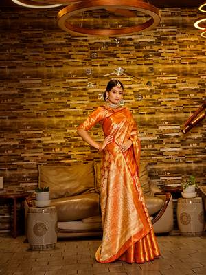 Red Woven Design Banarasi Zari Work Saree 3