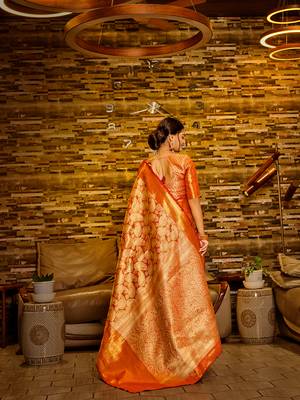 Red Woven Design Banarasi Zari Work Saree 4