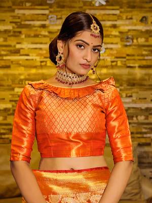 Red Woven Design Banarasi Zari Work Saree 5