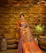 Wine Woven Design Banarasi Zari Work Saree