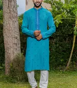 Mens cotton embroidered kurta pajama