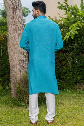 Mens cotton embroidered kurta pajama