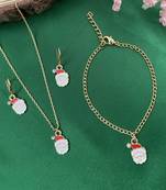 Christmas necklace, earring & bracelet set santa claus charm pendant for women & girls party gifts