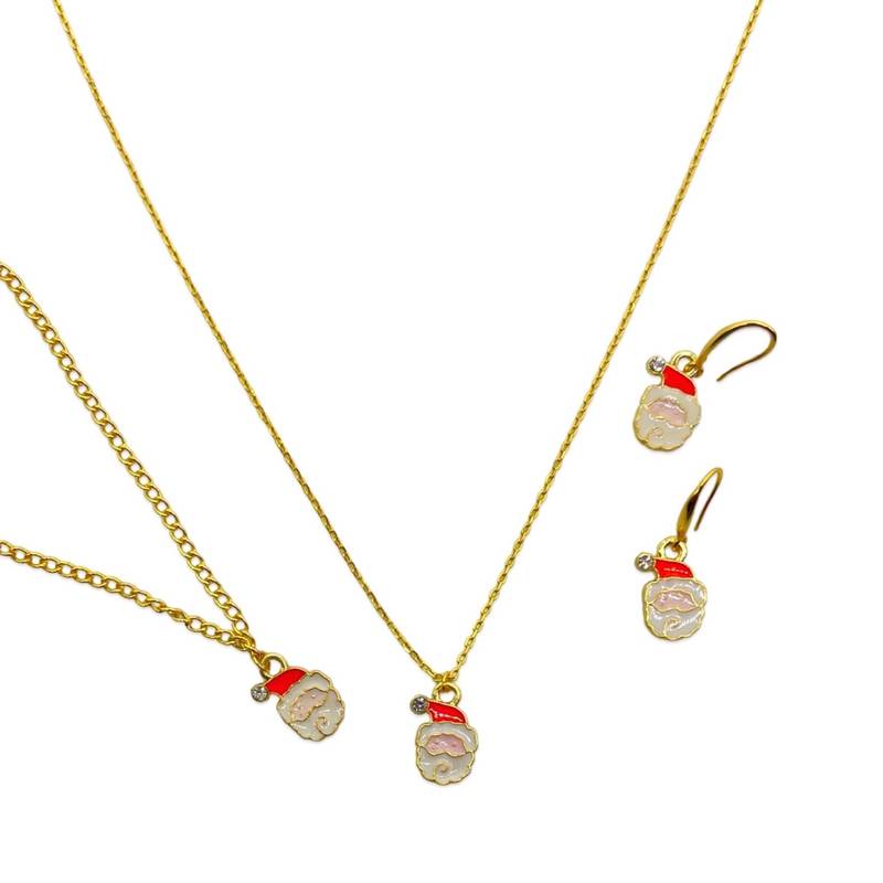 Christmas necklace, earring & bracelet set santa claus charm pendant for women & girls party gifts
