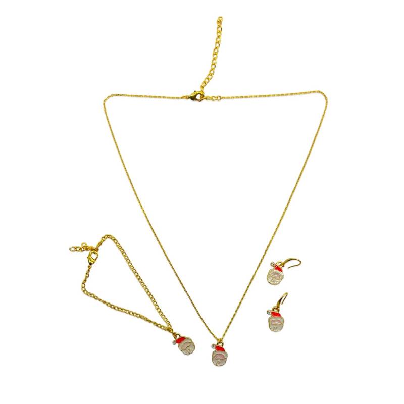 Christmas necklace, earring & bracelet set santa claus charm pendant for women & girls party gifts