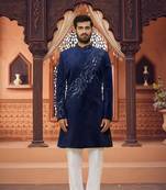 Men's blue embroidered sherwani