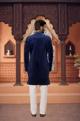 Men's blue embroidered sherwani