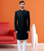 Men's black embroidered sherwani