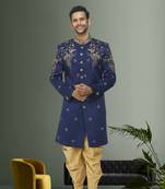 Men's blue embroidered sherwani