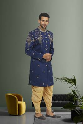 Men's blue embroidered sherwani 3