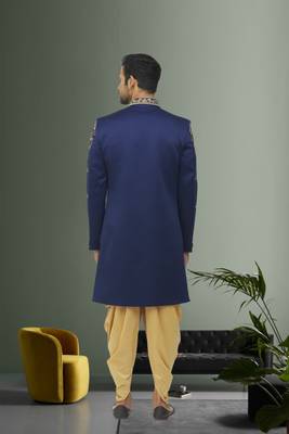 Men's blue embroidered sherwani 4