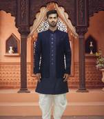 Men's blue embroidered sherwani