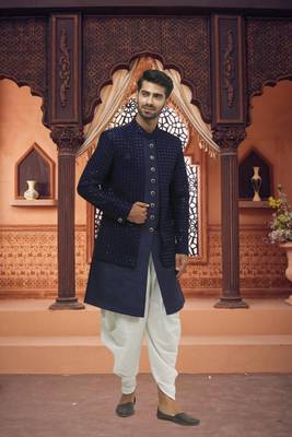 Men's blue embroidered sherwani 3