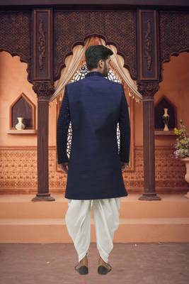 Men's blue embroidered sherwani 4