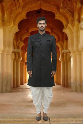 Men's grey embroidered sherwani 1