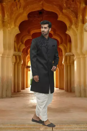 Men's grey embroidered sherwani