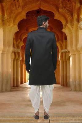Men's grey embroidered sherwani 4