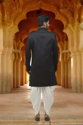 Men's grey embroidered sherwani