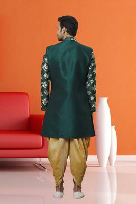 Men's green printed sherwani 4