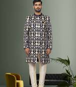 Men's blue embroidered sherwani
