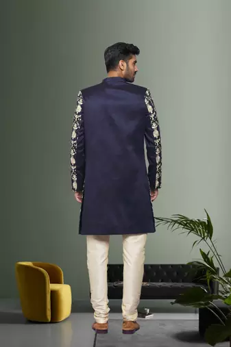 Men's blue embroidered sherwani