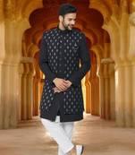 Men's grey printed sherwani