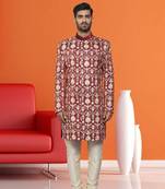 Men's maroon embroidered sherwani