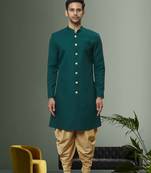 Men's green plain sherwani