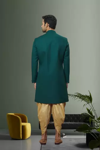 Men's green plain sherwani