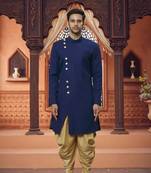 Men's blue plain sherwani