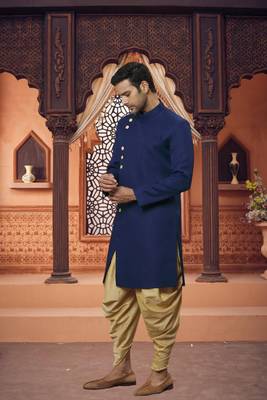 Men's blue plain sherwani 2