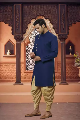 Men's blue plain sherwani