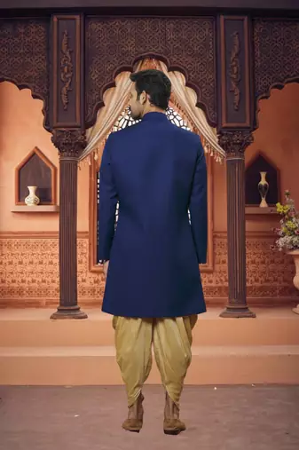 Men's blue plain sherwani