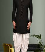 Men's black plain sherwani