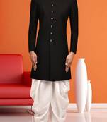 Men's black plain sherwani