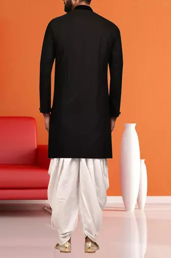 Men's black plain sherwani