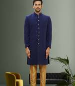 Men's blue plain sherwani