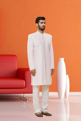 Light Pink Sherwani Set with Embroidery for Men 2