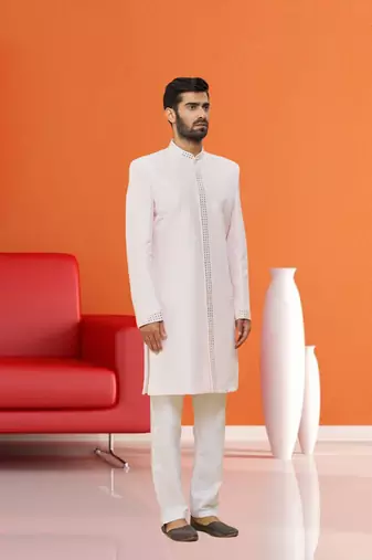 Light Pink Sherwani Set with Embroidery for Men
