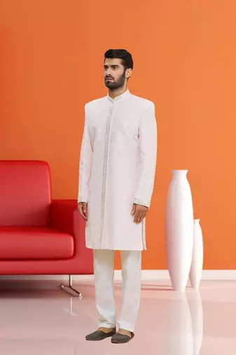 Light Pink Sherwani Set with Embroidery for Men