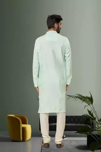 Men's sky blue embroidered kurta pajama