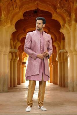 Men's pink embroidered sherwani 2