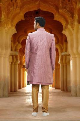 Men's pink embroidered sherwani 3