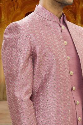 Men's pink embroidered sherwani 4