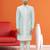 Men's sky blue woven sherwani