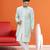 Men's sky blue woven sherwani
