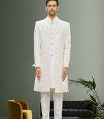 Men's cream embroidered sherwani