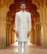 Men's cream embroidered sherwani