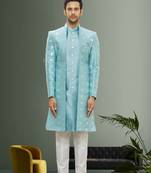 Men's sky blue embroidered sherwani